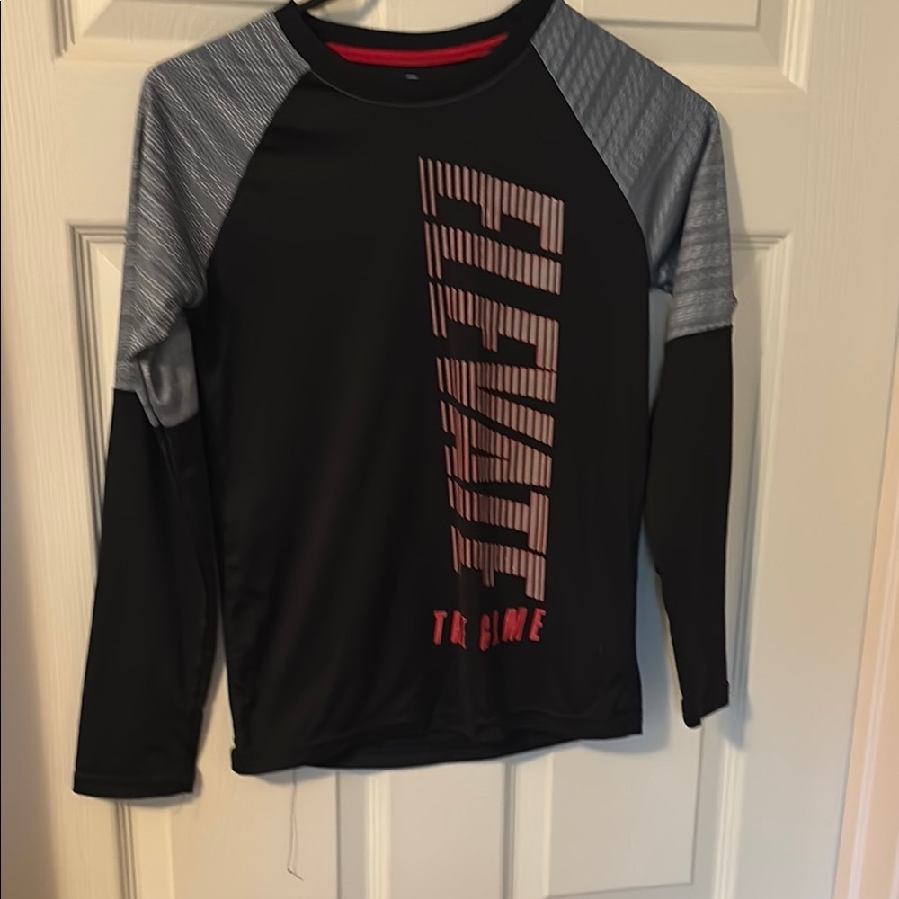 Black and Gray Long Sleeve Athletic Tee